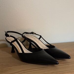 Nine West Black Slingback Kitten Heels